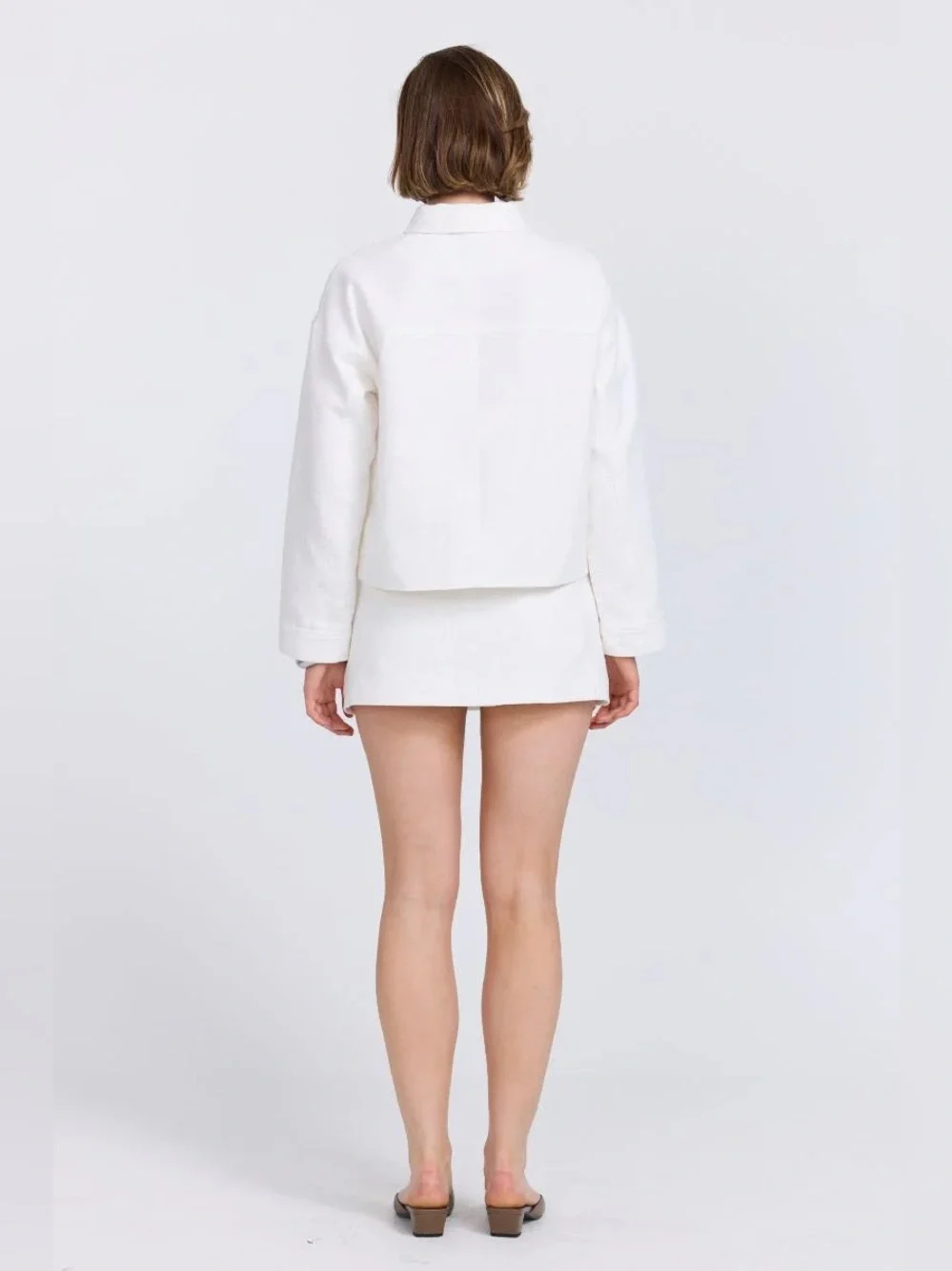 Sovere Cove Skort 100% Cotton Tweed Texture A-Line Shorts Mini Skirt Chalk White